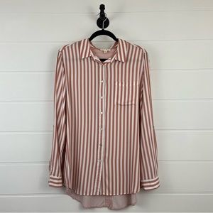 Jane+Delaney Sz Large Striped Rust & Cream colored Button-up